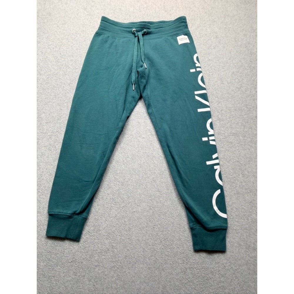 Calvin Klein Performance Women Teal Green Logo Graphic Jogger Sweatpants Small